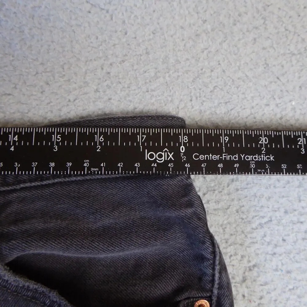 Levis 501 Jeans Mens 38x32 Black Denim Button Fly Distressed Straight Leg Y2K